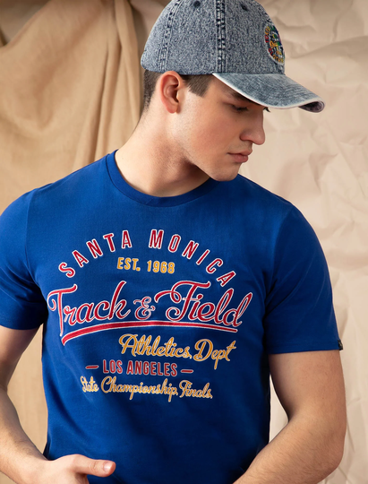 T-Shirts Santa Monica Applique Motif Cotton Jersey T-Shirt In Sea Surf Blue - Tokyo Laundry / S - Tokyo Laundry
