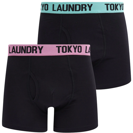 Mens Underwear Salus (2 Pack) Boxer Shorts Set in Sachet Pink / Dusty Jade - Tokyo Laundry / XXL - Tokyo Laundry