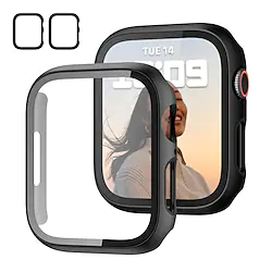 2 Pack Case with Tempered Glass Screen Protector for Apple Watch Series 7 / SE / 6/5/4/3/2/1 Slim Guard Bumper Full Coverage Hard PC Protective Cover HD Ultra-Thin Cover Lightinthebox