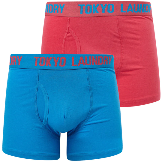 Mens Underwear Starfield (2 Pack) Boxer Shorts Set in Blithe Blue / Raspberry - Tokyo Laundry / S - Tokyo Laundry