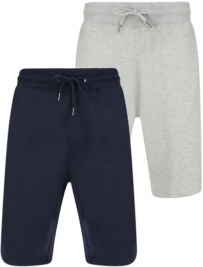 Jogger Shorts Cayton (2 Pack) Cotton Blend Brushback Fleece Jogger Shorts Set In Sky Captain Navy / Light Grey Marl - Tokyo Laundry / S - Tokyo Laundry