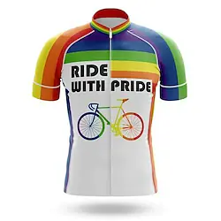 21Grams Men's Cycling Jersey Short Sleeve Bike Top with 3 Rear Pockets Mountain Bike MTB Road Bike Cycling Breathable Quick Dry Soft Back Pocket White Rainbow Polyester Spandex Sports Clothing Apparel Lightinthebox