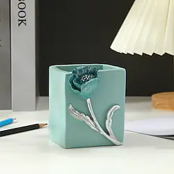1PC Three-Dimensional Flower Pen Container Resin Desktop Decoration Storage Box Blue Lightinthebox