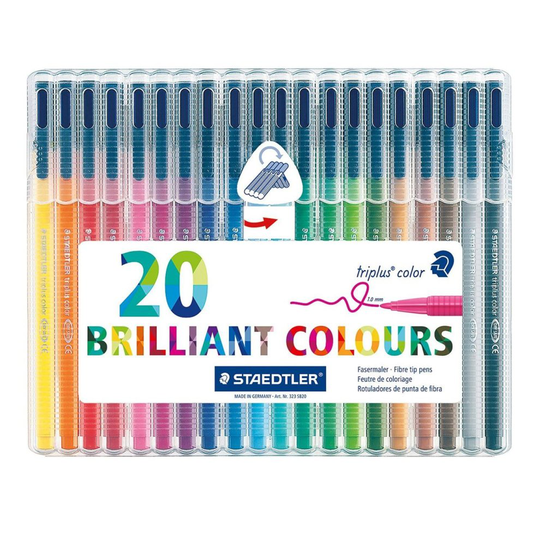 Staedtler 323 SB20 Triplus Colour Fibre-Tip Pen Desktop Box - Assorted Colours Pack of 20