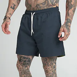 Men's Gym Shorts Pocket Drawstring Bottoms Athletic Athleisure Breathable Quick Dry Moisture Wicking Running Beach Training Sportswear Activewear Solid Colored Light Purple fluorescent green White Lightinthebox