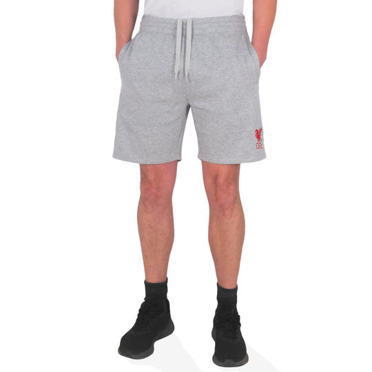 (Grey, Large) Liverpool FC Official Football Gift Mens Fleece Jogger Shorts