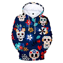 Inspired by Sugar Skull Mexican Hoodie Cartoon Manga Anime Mexico Independence Day Day of the Dead Hoodie For Men's Women's Unisex Adults' 3D Print 100% Polyester Lightinthebox