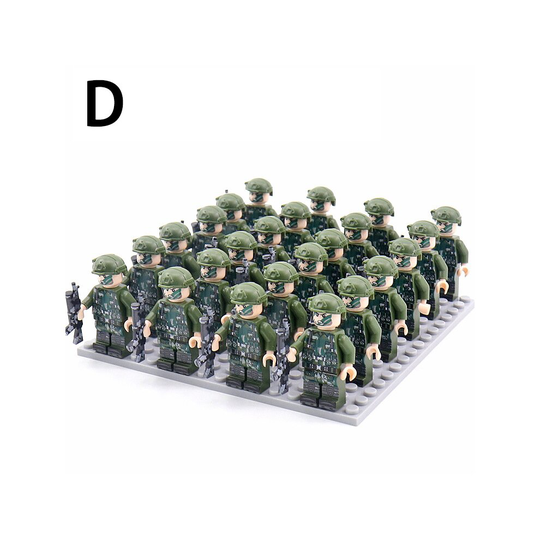 (D) Army Phalanx Building Block Minifigures 24PCS With Bottom Plate With Weapon And Display Box Compatible With Lego