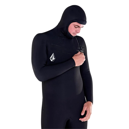 Volcom 5/4/3mm Hooded Modulator Chest Zip Wetsuit - Black