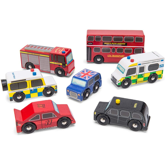 Le Toy Van - Iconic Wooden London Themed Toy Car Play Set - Set 7 Pieces | Play Vehicle Role Play Toys - Suitable For 2 Year Old +