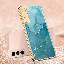 Phone Case For Samsung Galaxy Back Cover S22 S22 Plus S22 Ultra Shockproof Dustproof Plating Marble Tempered Glass Lightinthebox