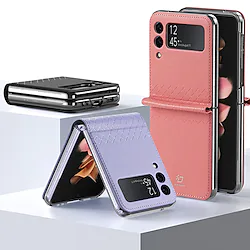Phone Case For Samsung Galaxy Flip Z Flip 4 Z Flip 3 Full Body Protective Dustproof Four Corners Drop Resistance Solid Colored TPU PU Leather Lightinthebox