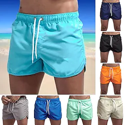 Men's Swim Shorts Swim Trunks Board Shorts Elastic Waist Solid Color Quick Dry Short Daily Gym Bathing Chic Modern Casual / Sporty Green Black Micro-elastic Lightinthebox