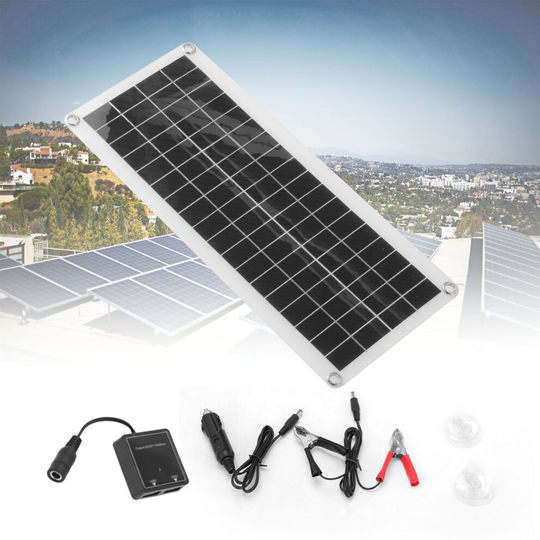 12V 20W Portable Solar Panel Car Van Boat Caravan Camp Battery Charger