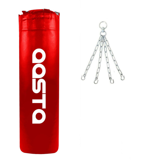 (5 Feet, Red) Aasta UNFILLED Punch Bag MMA Kick Boxing Hanging
