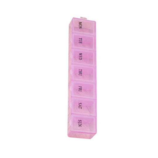 (pink) Weekly Pill Organizer 7 Day Pill Box Container