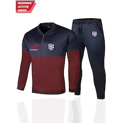 Men's Tracksuit Sweatsuit 2 Piece Full Zip Athletic Long Sleeve Thermal Warm Breathable Moisture Wicking Fitness Running Jogging Sportswear Activewear Color Block Yellow Dark Navy Red Lightinthebox