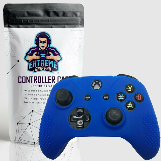 (Blue) Texture Silicone Rubber Case Grips Protective Cover Skin for Xbox One Controller