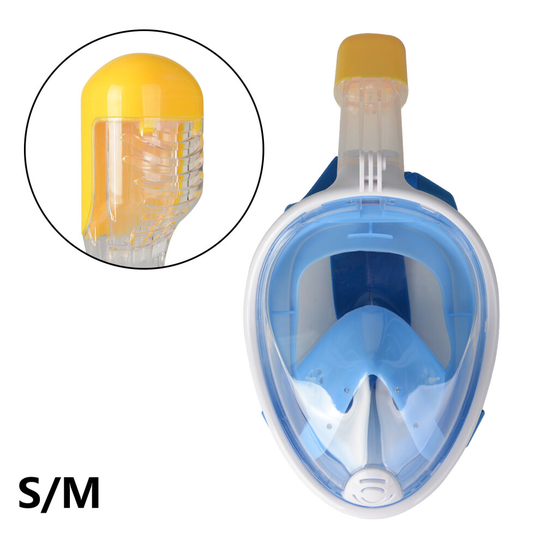 (Blue , Flat S/M) Anti Fog Full Face Snorkel Mask Scuba Goggles