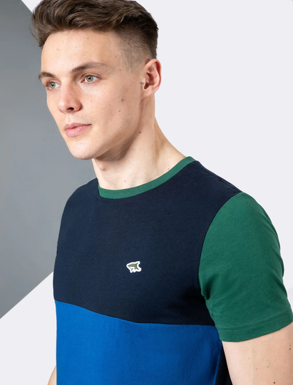 T-Shirts Adon Colour Block Panel Cotton Jersey T-Shirt in Hunter Green - Le Shark / M - Tokyo Laundry
