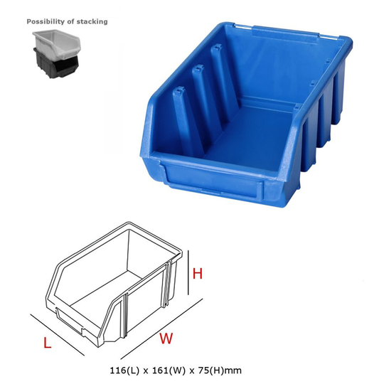 1 x Ergo M Blue box Plastic Parts Storage Stacking Picking Bins 116x161x75