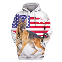 Inspired by Animal Dog German Shepherd Hoodie Cartoon Manga Anime Front Pocket Graphic Hoodie For Men's Women's Unisex Adults' 3D Print 100% Polyester Lightinthebox