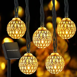 Solar Moroccan String Lights Christmas Ball Fairy String Lights 12m 7m 6.5m Outdoor Garden Lights IP65 Waterproof New Year Wedding Party Patio Tree Hanging Lights Xmas Decor Landscape Lamp Lightinthebox