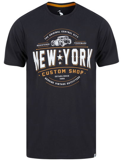 T-Shirts NY Custom Motif Cotton Jersey T-Shirt in Jet Black - South Shore / S - Tokyo Laundry