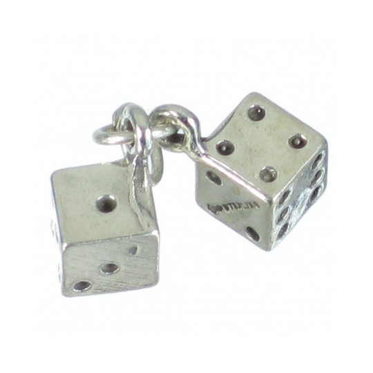 A pair of dice solid sterling silver charm .925 x 1 pair Die Dye charms --SFP