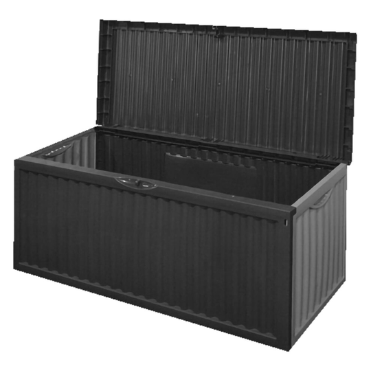 idooka 336L Large Outdoor Patio Garden Deck Plastic Storage Box Container Chest Ottoman with Wheels in Anthracite Grey - All Weather Sun, Wind, Snow