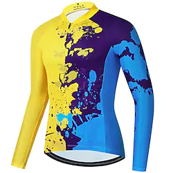 21Grams Men's Cycling Jersey Long Sleeve Bike Jersey Top with 3 Rear Pockets Mountain Bike MTB Road Bike Cycling Breathable Quick Dry Moisture Wicking Reflective Strips Red Royal Blue Blue Graffiti Lightinthebox