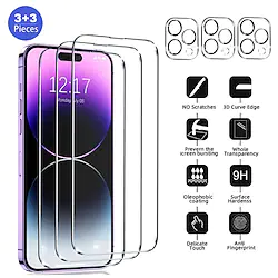 3-PCS Tempered Glass Film 3-PCS Camera Lens Protector For iPhone 14 13 12 Pro Max Mini 11 Pro Max 9D Touch Compatible Tempered Glass Lightinthebox