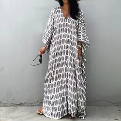 Women's Swimwear Cover Up Beach Dress Normal Swimsuit UV Protection Modest Swimwear Printing Leaf Gray V Wire Bathing Suits New Casual Vacation / Modern Lightinthebox