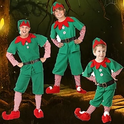 Elf Santa Suits Men's Boys Cosplay Costume Christmas Christmas Christmas Eve Kid's Adults' Party Christmas Polyester Top Pants Belt Socks Hat Lightinthebox