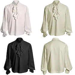 Vampire Retro Vintage Victorian Medieval Renaissance Blouse / Shirt Cosplay Costume Masquerade Men's Flounced Costume Vintage Cosplay Event / Party Long Sleeve Shirt Halloween Lightinthebox