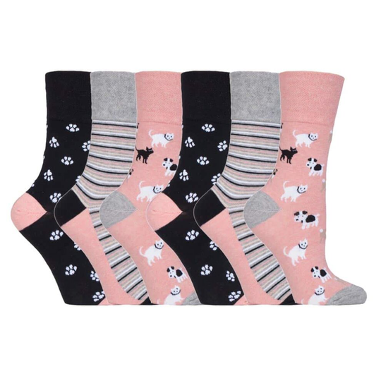 (4-8 UK, GG169) 6 Pairs Ladies Gentle Grip Non Elastic Socks 4-8 UK