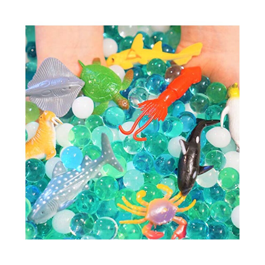 SENSORY4U Dew Drops Water Beads Ocean Explorers Tactile Sensory Kit - 26 Sea Animal Creatures Included - Great Fine Motor Skills Toy for Kids