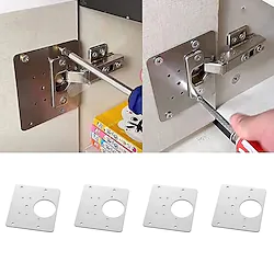 2/6PCS Hinge Repair Plate Rust Resistant Stainless Steel Furniture Cupboard Repair Mount Tool Cabinet Door Hinge Repair Installer Lightinthebox