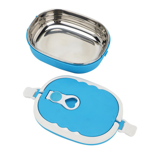 (Blue) Food Warmer Box Kids School Lunch Box Portable Thermal Insulated Food Container
