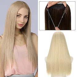 Halo Hair Extension Long Straight Synthetic Hair Invisible Secret Wire Hidden Crown Hair Extensions One Piece Fish Line No Clips Lightinthebox