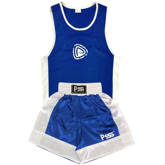 (Blue, 7-8 Years) Kids Boxing Uniform Set of 2 Pieces Light Weight Breathable And Comfortable Fabric for ages 3-14 Comes In different Colours