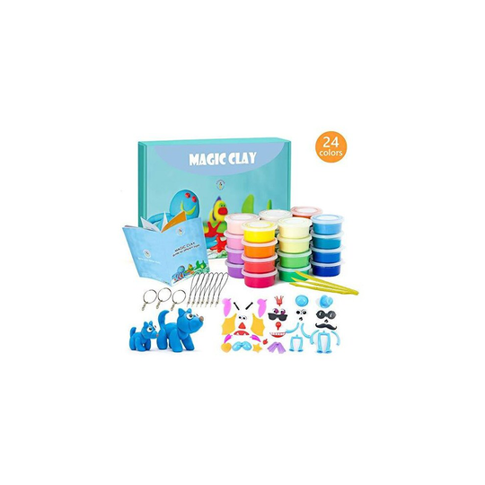 Modeling Clay Kit - 24 Colors Air Dry Ultra Light Magic Clay, Soft & Stretchable DIY Molding Clay with Tools, Animal Accessories, Easy Storage Box B