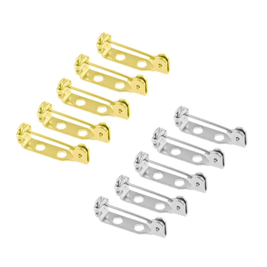(Gold Plated, x6) Brooch or Pin Badge Backs with Revolver Catch for Jewellery Repair 20mm