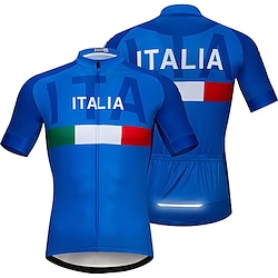 21Grams Men's Cycling Jersey Short Sleeve Bike Jersey Top with 3 Rear Pockets Mountain Bike MTB Road Bike Cycling Breathable Quick Dry Moisture Wicking Soft White Black Red Graphic Italy Polyester Lightinthebox