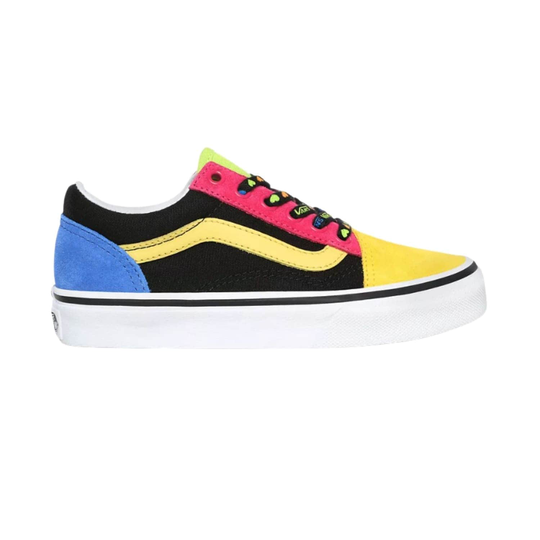 Vans Youth Kids Old Skool Skate Shoes - (Vans Laces) Multi / True White