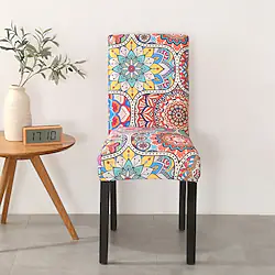 Dinning Chair Cover Stretch Chair Seat Slipcover Soft Floral Flower Pattern Durable Washable Furniture Protector For Dinning Room Party Lightinthebox