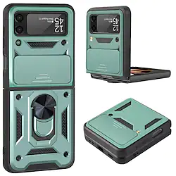 Phone Case For Samsung Galaxy Back Cover Galaxy Z Flip 3 5G Shockproof Dustproof Ring Holder Solid Colored TPU Lightinthebox