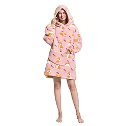 Kid's Adults' Oversized Hoodie Blanket Wearable Blanket With Pocket Shark Dinosaur Wolf Character Onesie Pajamas Flannel Cosplay For Men and Women Boys and Girls Carnival Animal Sleepwear Cartoon Lightinthebox
