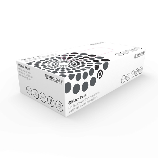 Unigloves Black Nitrile Gloves Pearl Box of 100 Box of Medium