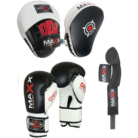 (8oz Glove) Focus pads Set with BOXING GLOVES | CURVED Jabs